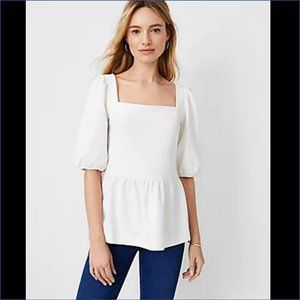 Puff Sleeve Square Neck Peplum Top